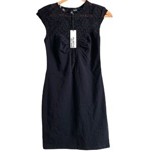 Plastic Island Women’s Black Lace Top Dress Size Medium